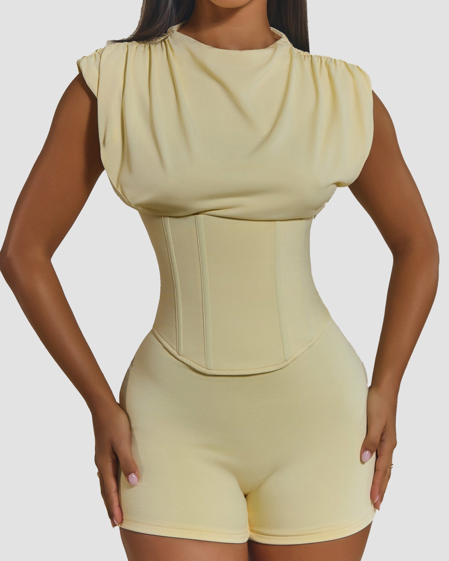 Detachable Corset Hourglass Waist Cincher Playsuit Two-Piece Set  - By Qivii