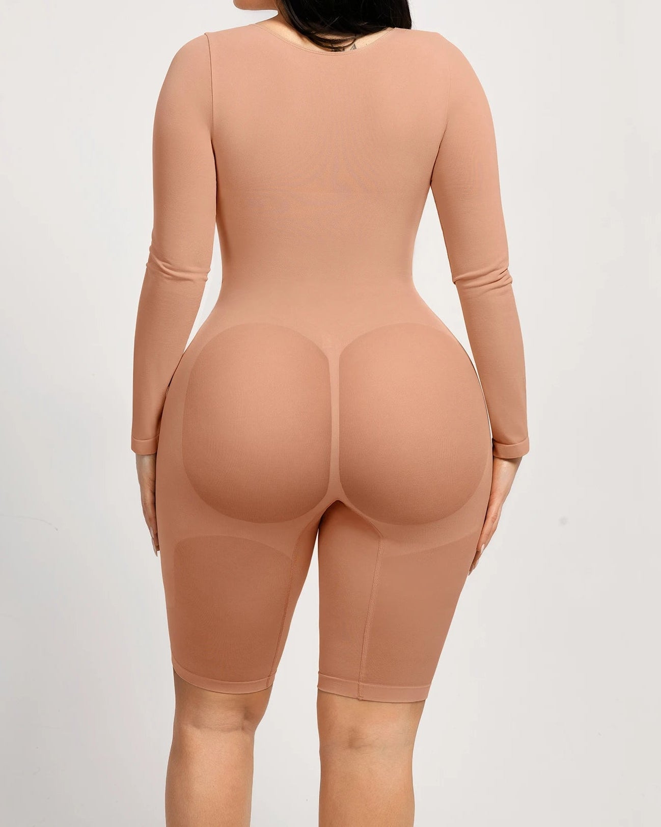 Seamless Mid-level Compression Tummy Control Long Sleeve Bodysuit  - By Qivii