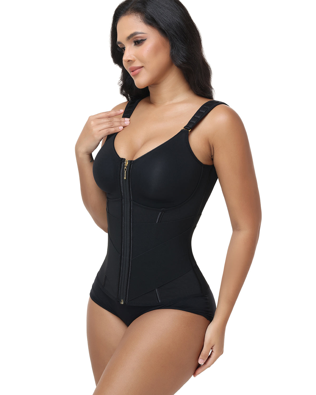Double Compression Wide Adjustable Strap Waist Trainer Zipper Shaping Vest