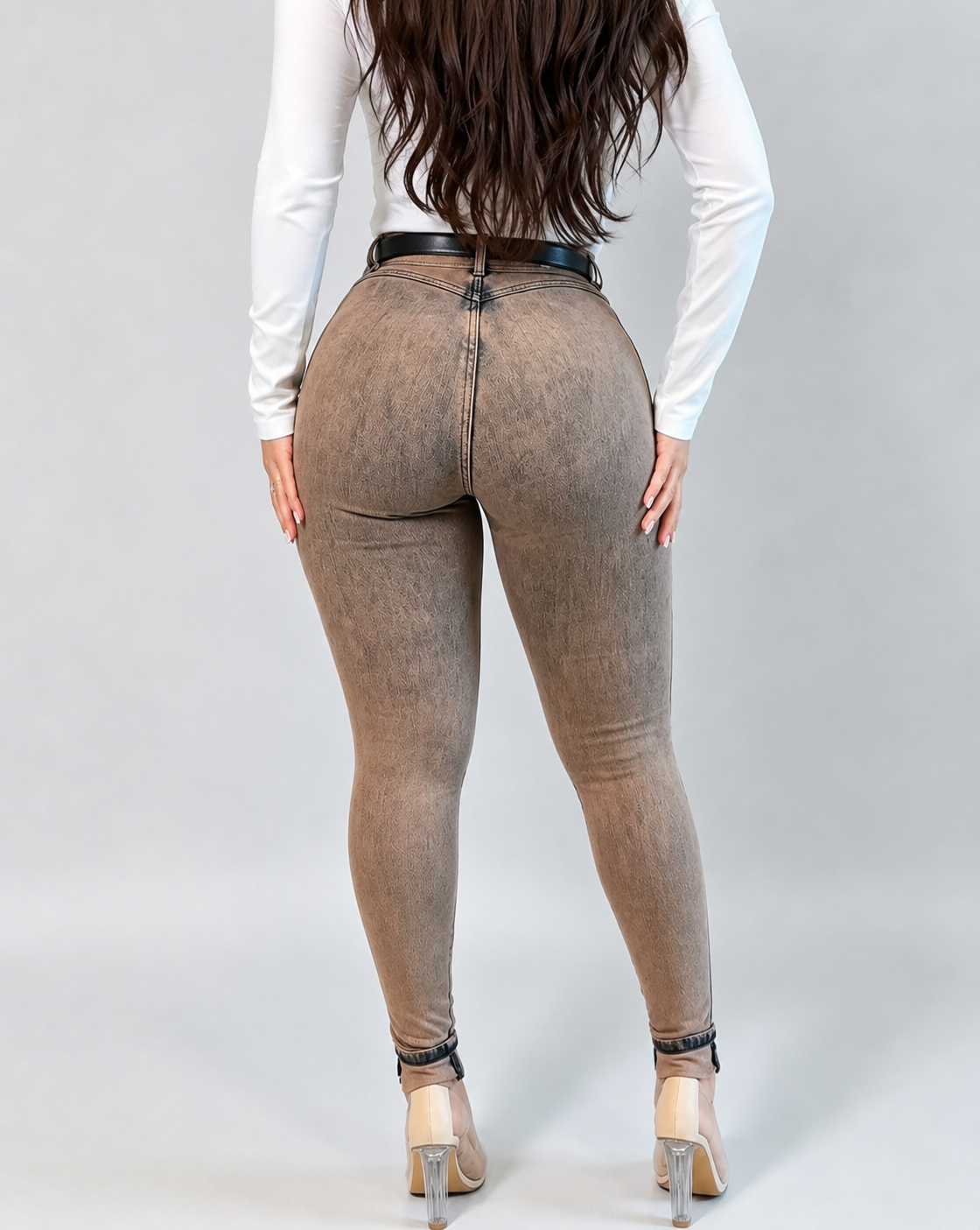 High Waist Ruffle Pocket Stretch Skinny Butt Lifting Jeans  - By Qivii