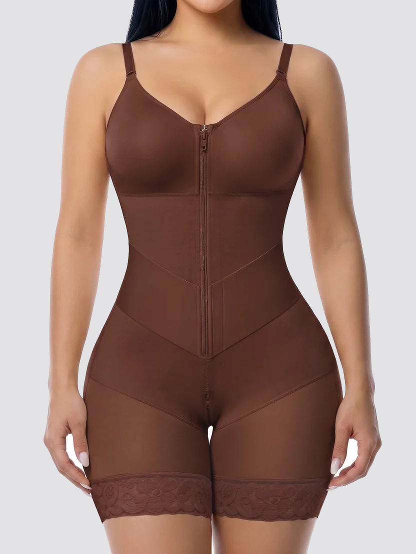 High Compression V-shaped Waist Belt Tummy Control Zipper Full Body Shapewear