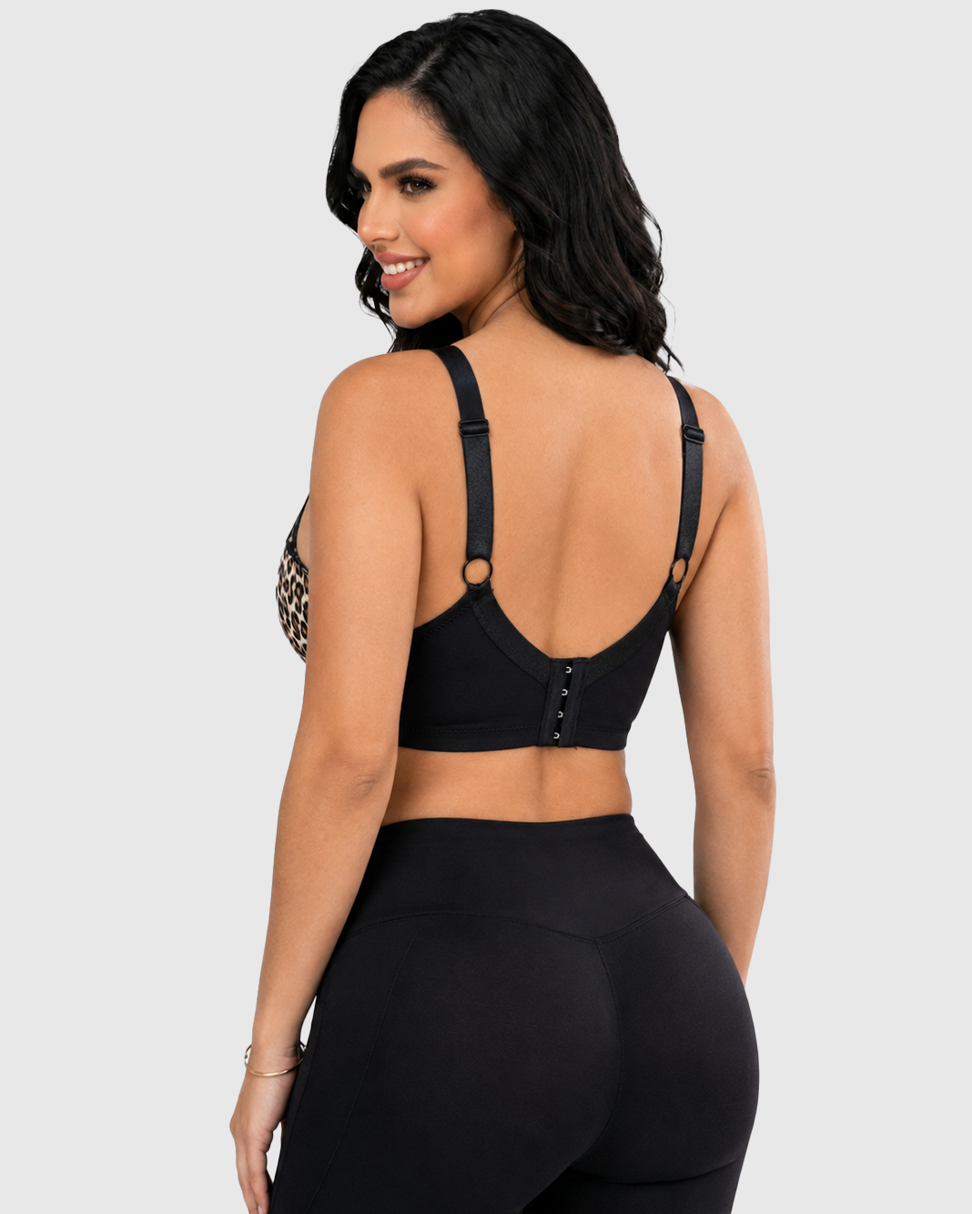 Leopard Print Lace Adjustable Strap Plus Size Support Shapewear Bra