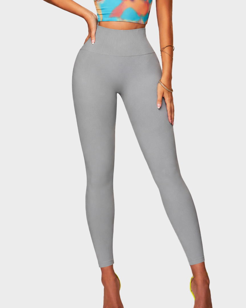 High Waist Ribbed Waistband Seamless Butt Lifting Yoga Leggings  - By Qivii