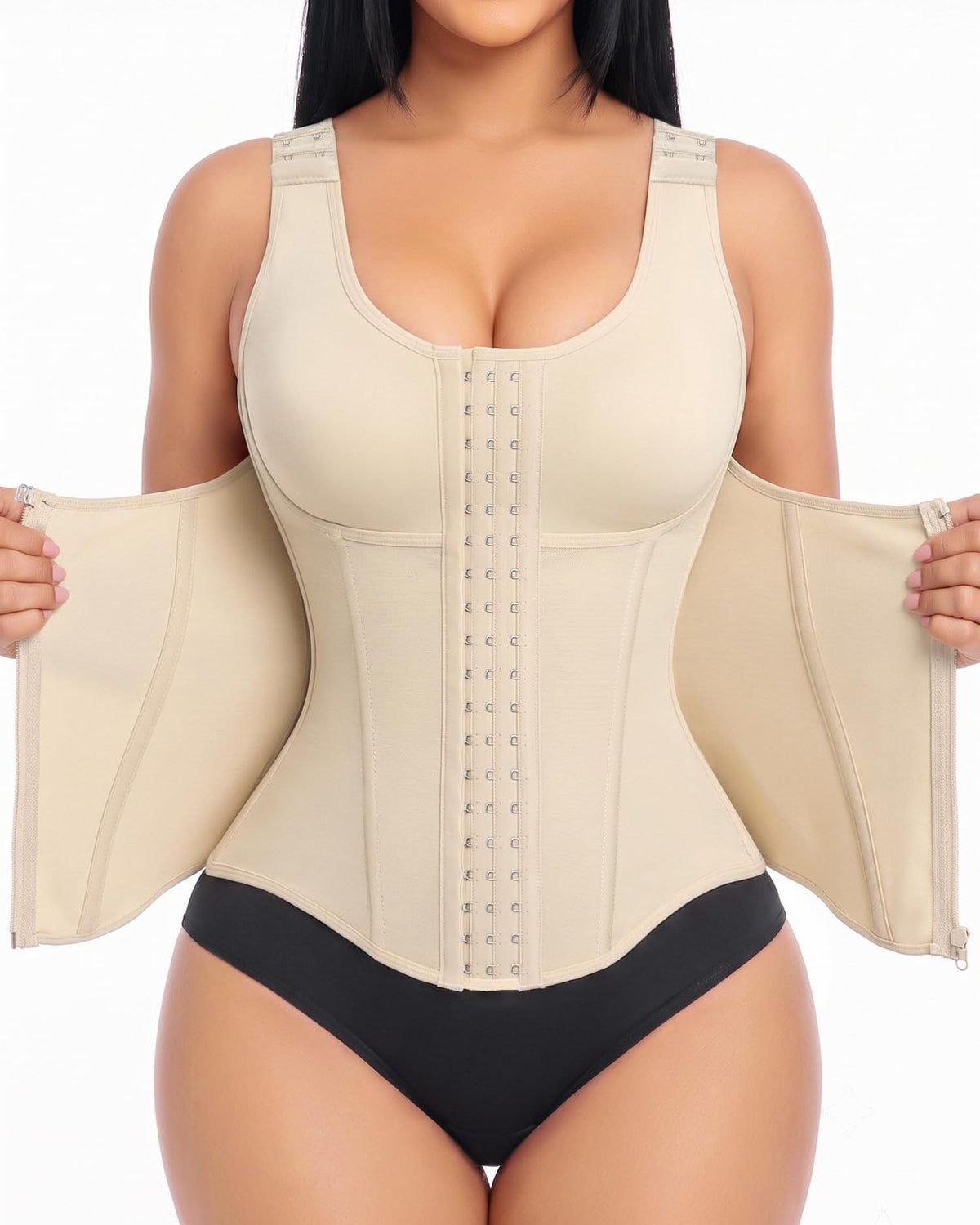 Adjustable Strap Front Hook Zip Double Tummy Control Waist Trainer Vest