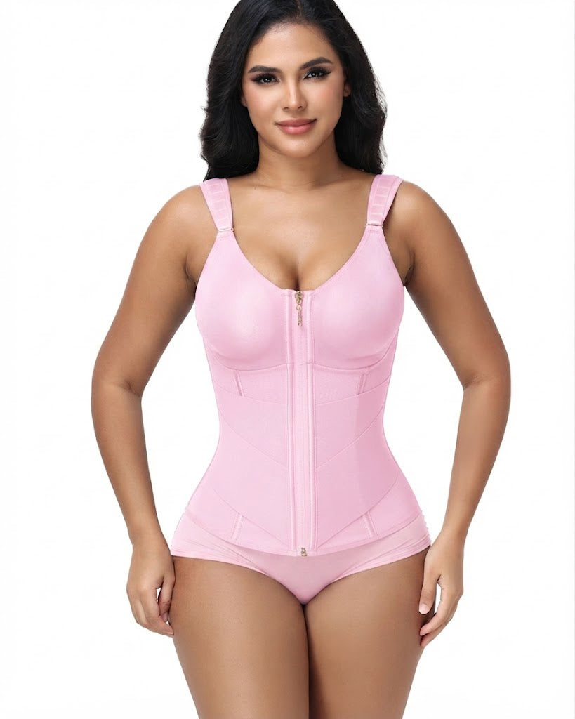 Double Compression Wide Adjustable Strap Waist Trainer Zipper Shaping Vest