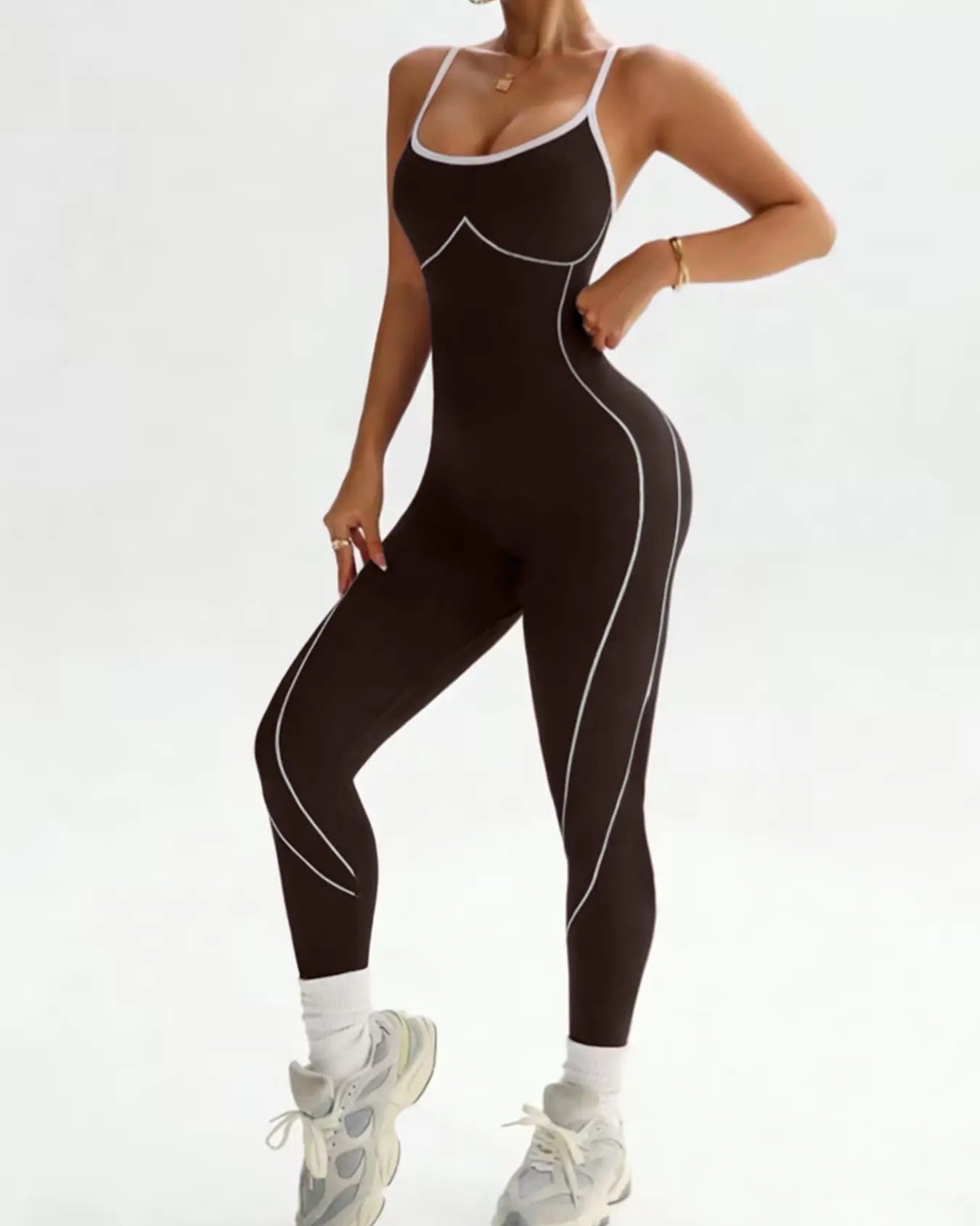 Seamless Skinny Crisscross Cutout Back Butt Lifting Full Length Jumpsuit  - By Qivii