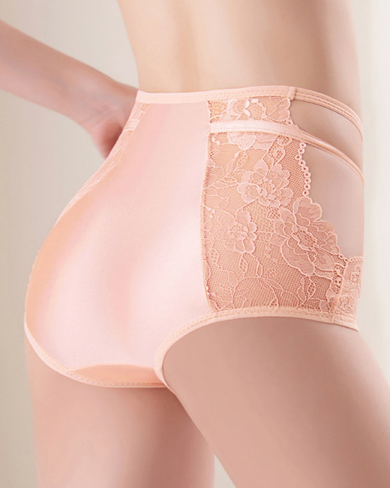 Sexy Ice Silk Lace High Waist Tummy Control Panties  - By Qivii