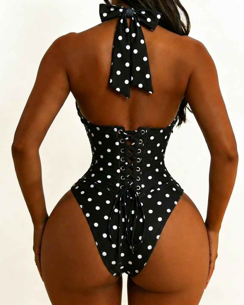 Hourglass Corset Body Shaper Waist Cincher Swimsuit Two-Piece Set  - By Qivii