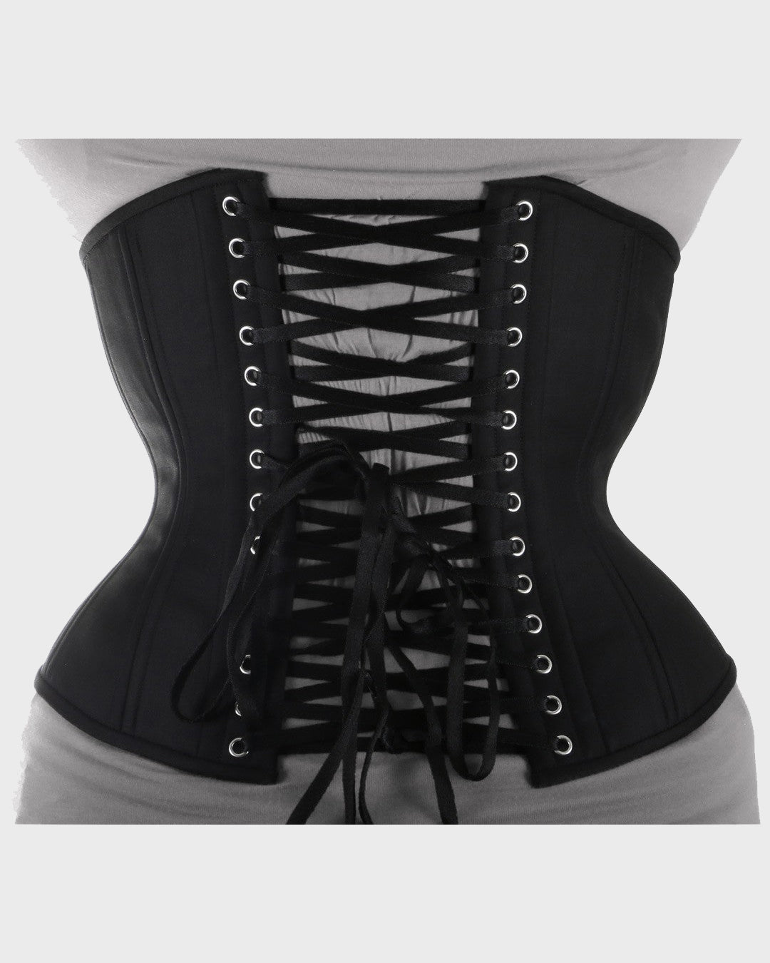 Black Silver Swing Hooks Hourglass Underbust Corset