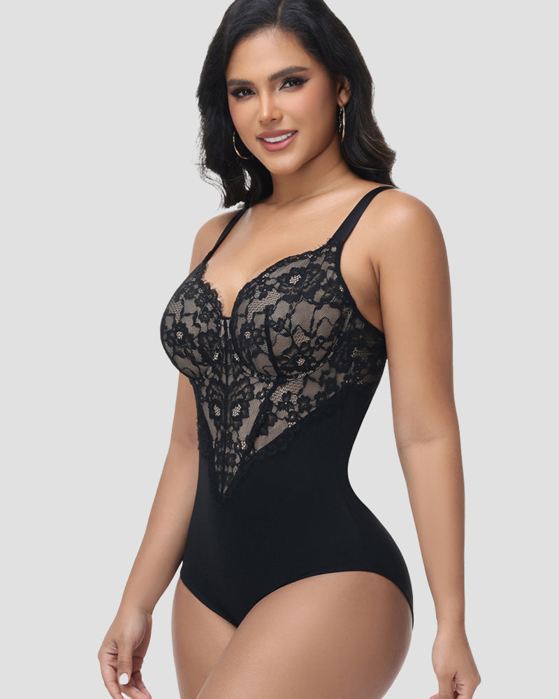 Shapshe® Sexy Lace Floral Hip Lift Shapewear Bodysuit  - By Qivii
