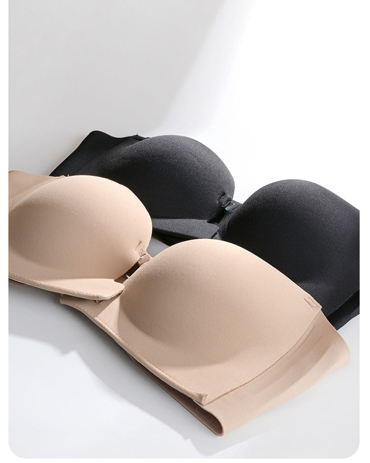 Seamless Front-Closure Detachable Shoulder Strap Push-Up Bra