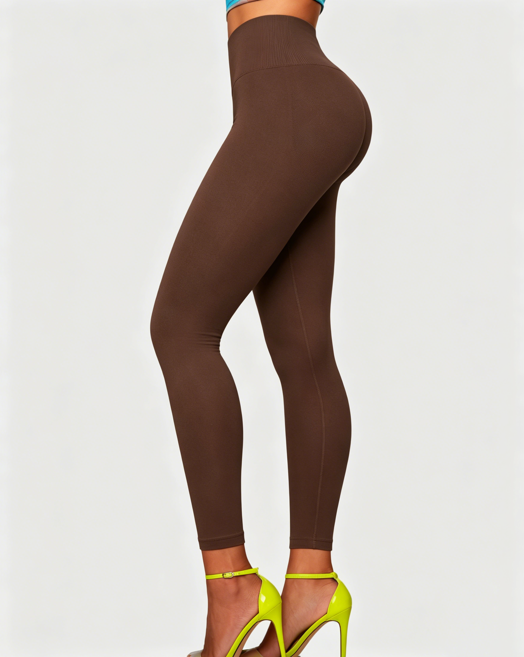 High Waist Ribbed Waistband Seamless Butt Lifting Yoga Leggings  - By Qivii