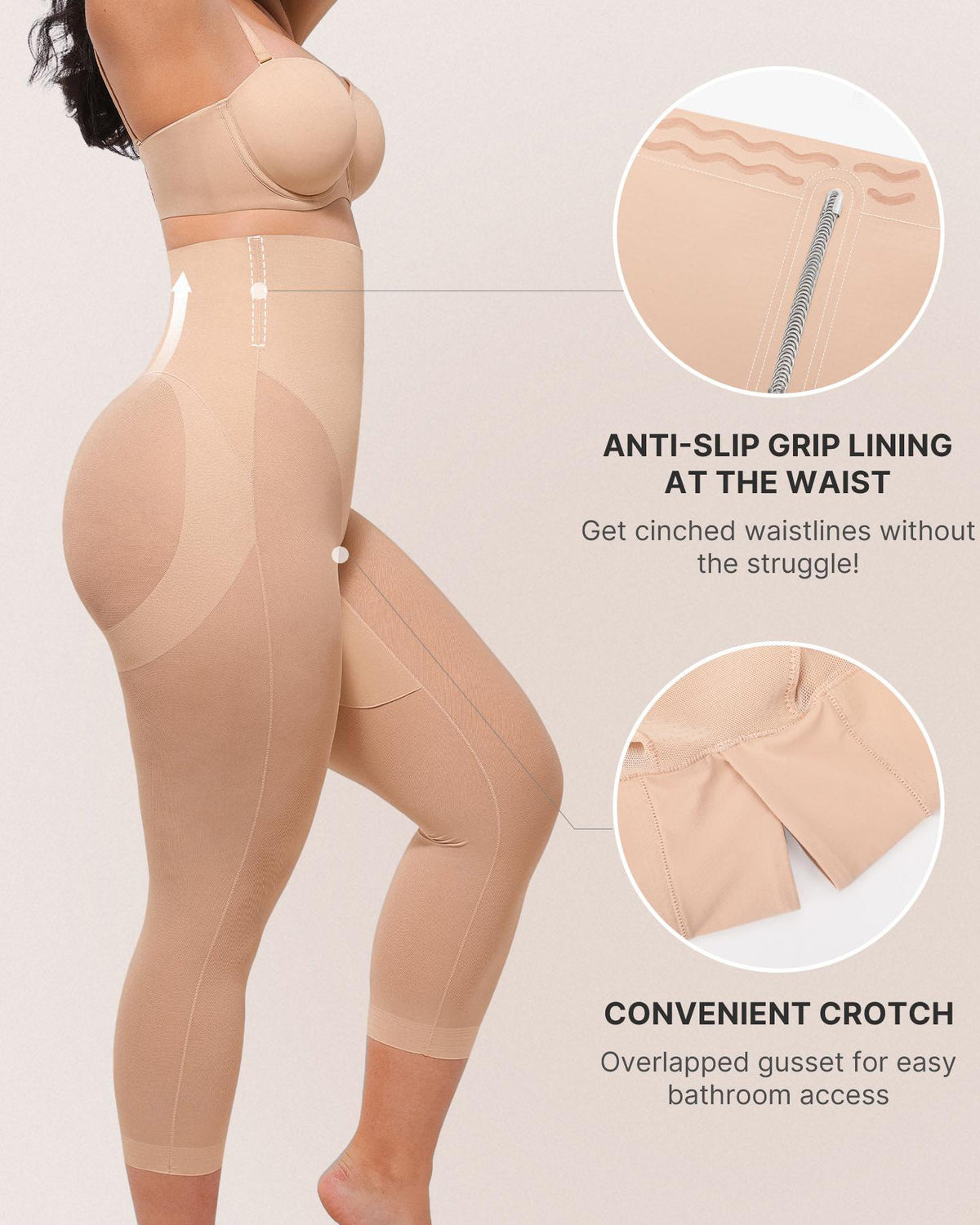 Seamless Tummy Control Butt-Lifting Shaping Mesh Capri Leggings