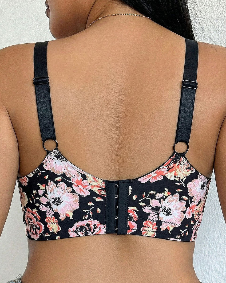 Floral Print Adjustable Strap Plus Size Support Shapewear Bra