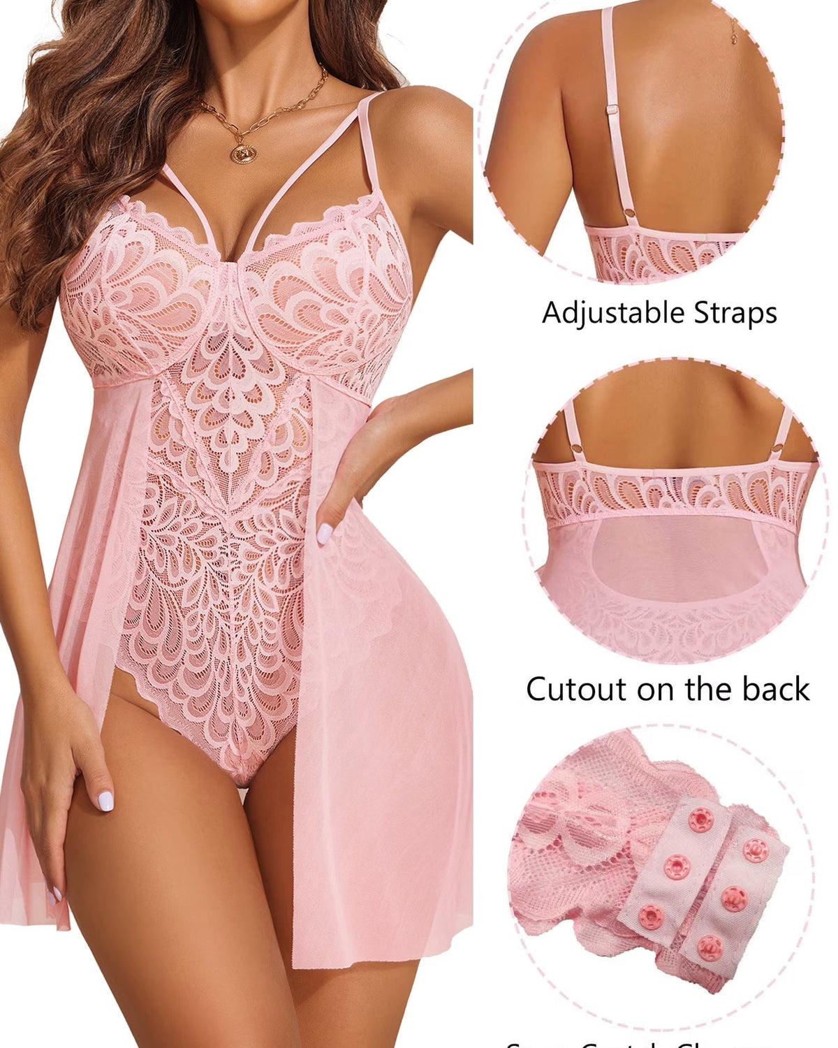 Lace Bodysuit Sexy Nighty Mesh Sleepwear