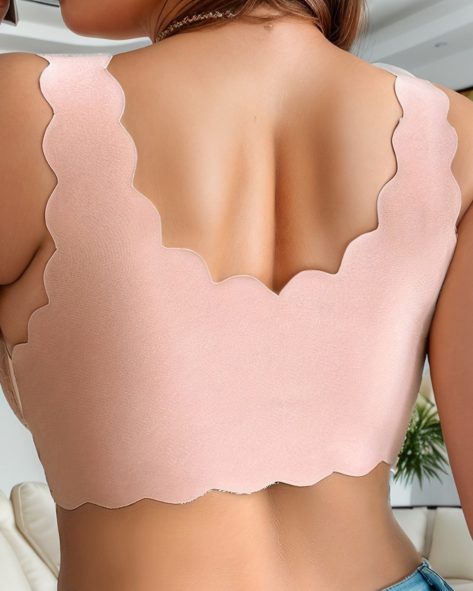 Front Hook Lace Scalloped Edge Plus Size Shapewear Bra