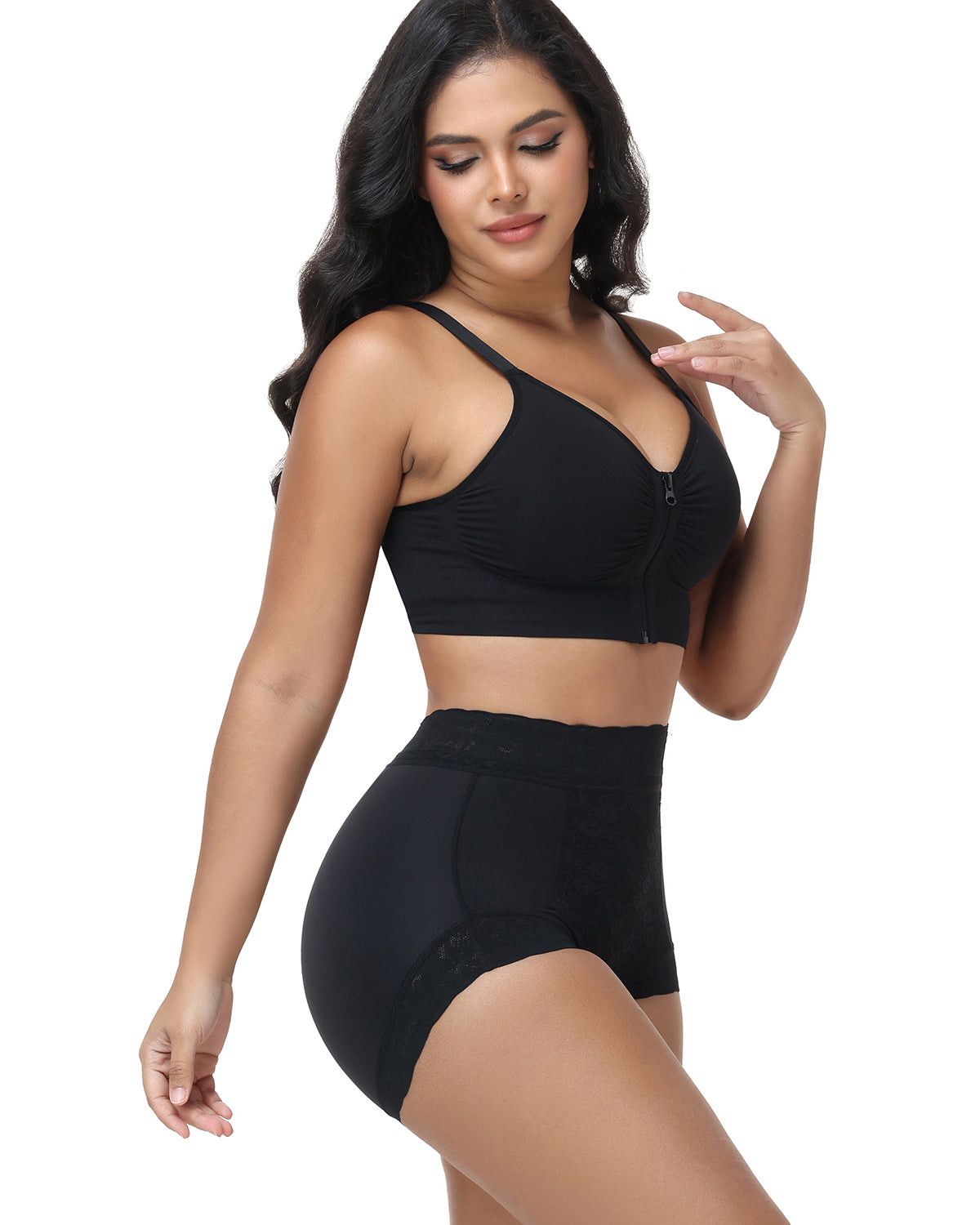 Black Lace High Waist Butt Lifting Shaping Underwear Shorts
