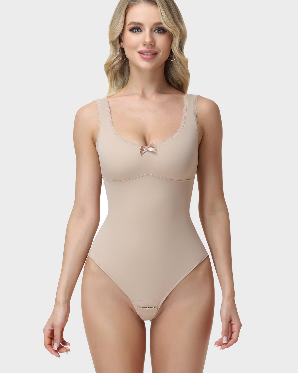 U Neck Seamless Tummy Control Sleeveless Thong Bodysuit