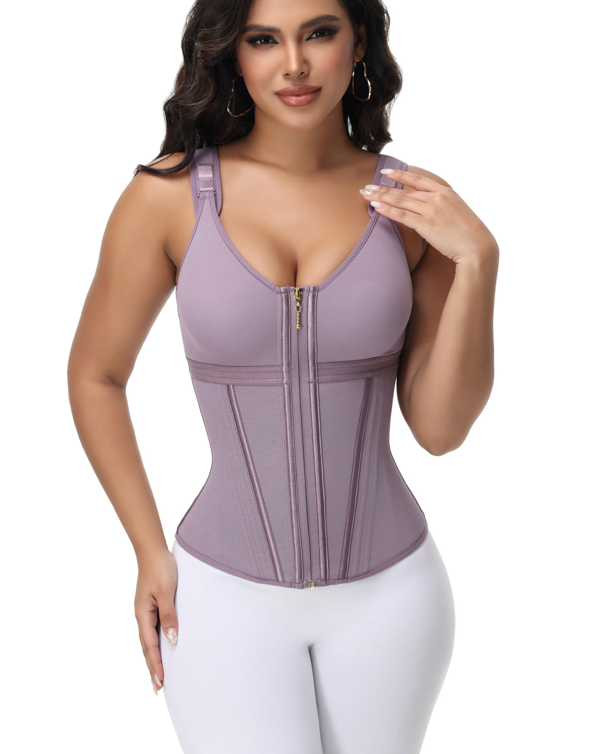 Shapshe® Fajas Colombianas Zip Front Steel Bone Tummy Control Waist Trainer