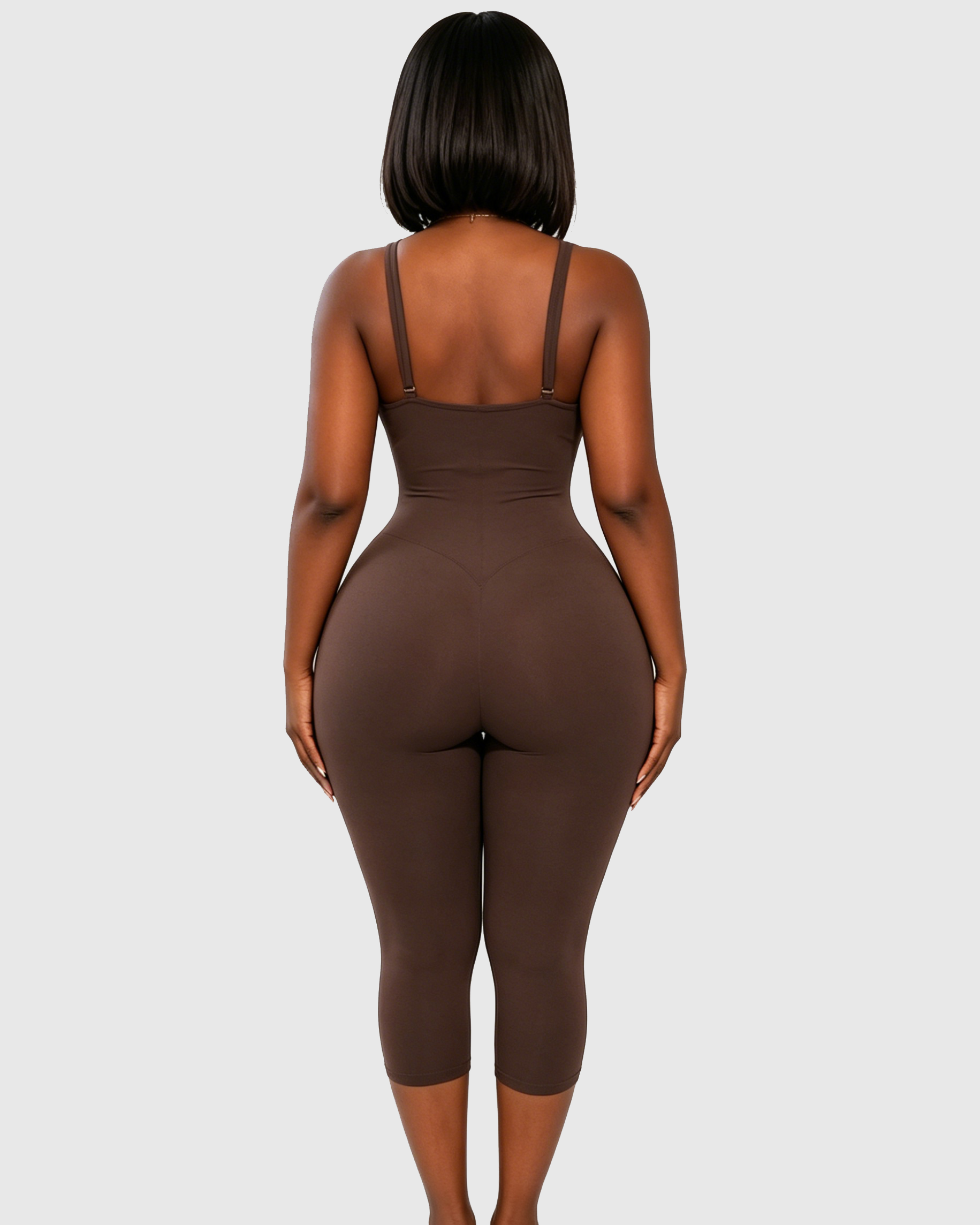 Halter Strap Sweetheart Neck Capri Sculpting Jumpsuit  - By Qivii