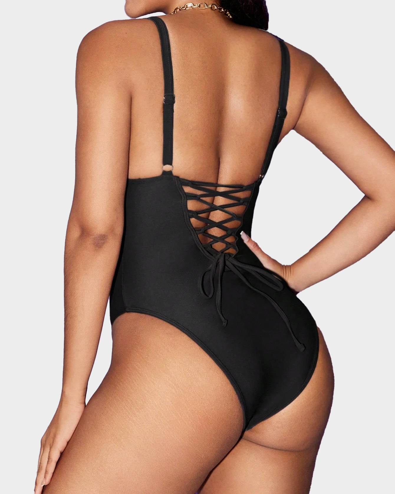 Shapewave Tummy Control Push Up V-Neck One-Piece Swimsuit  - By Qivii