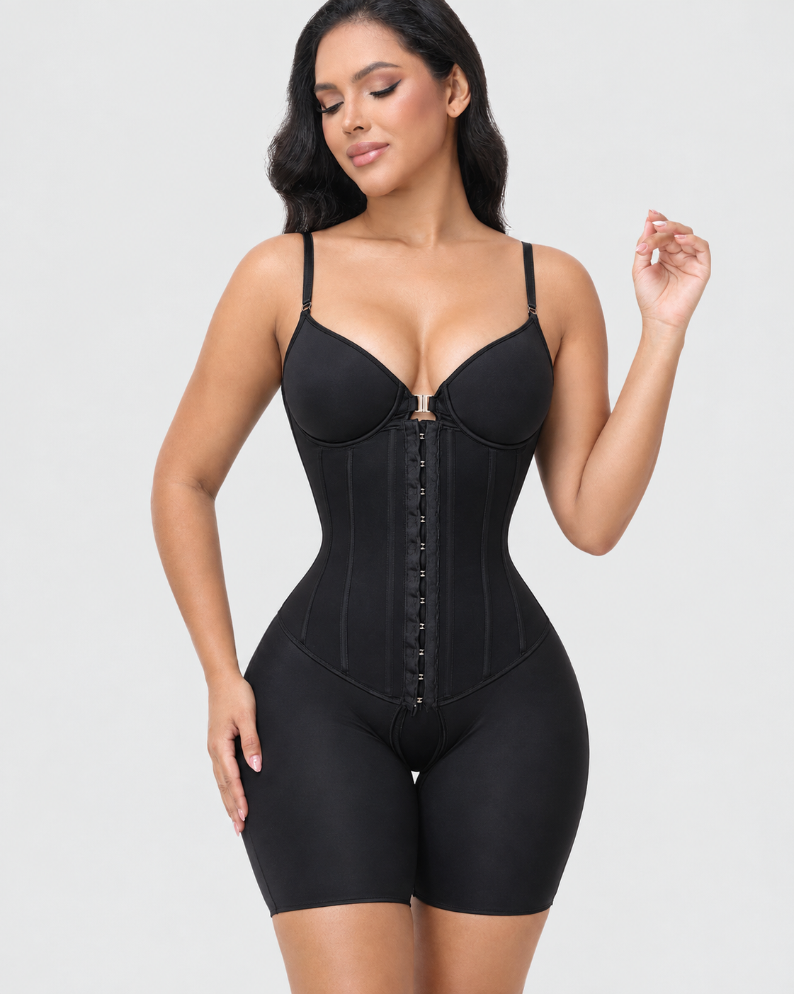 Front Hook Adjustable Strap Tummy Control Butt Lifting Boned Hourglass Shapewear