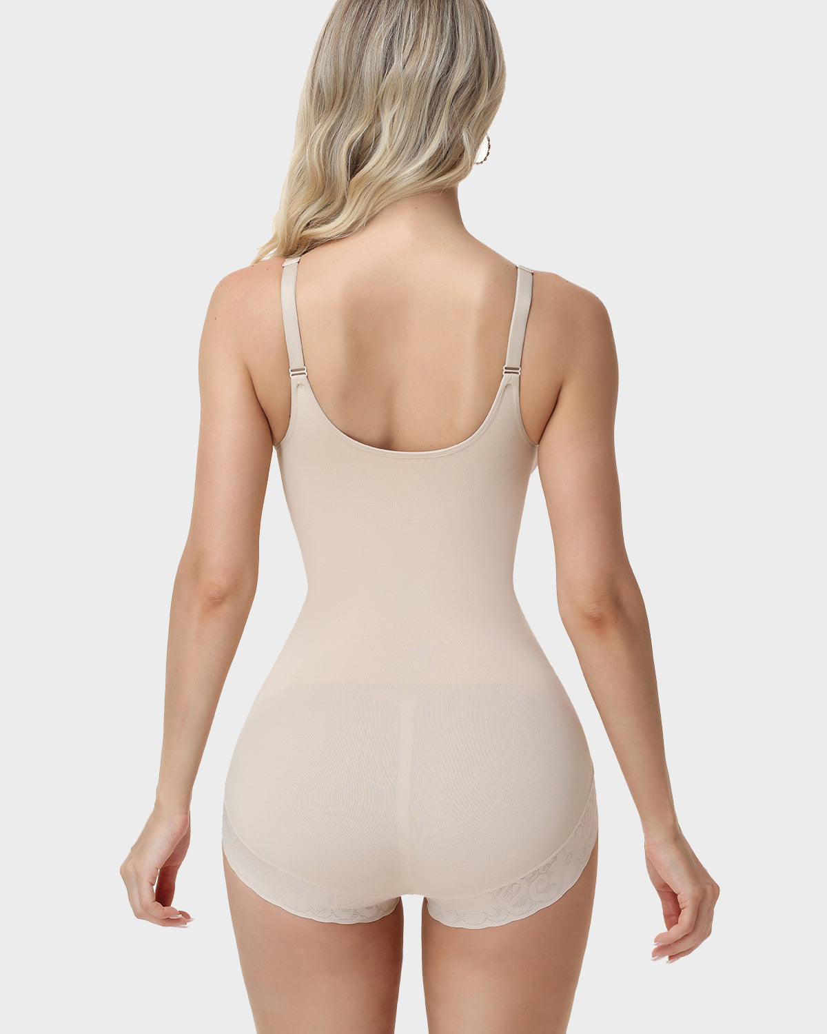 V Neck Adjustable Strap Tummy Control Butt Lifting Zipper Shaper