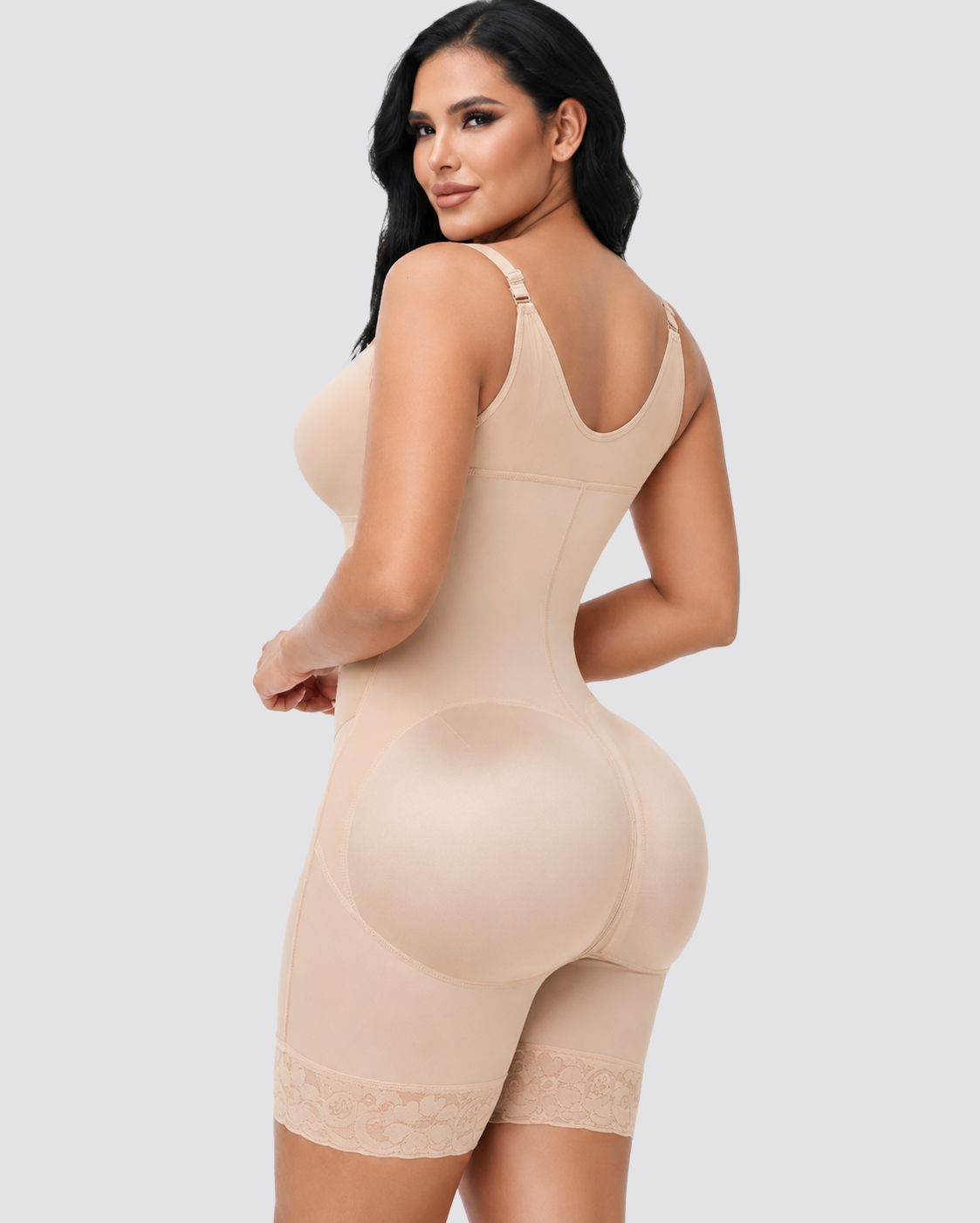 High Compression V-shaped Waist Belt Tummy Control Zipper Full Body Shapewear