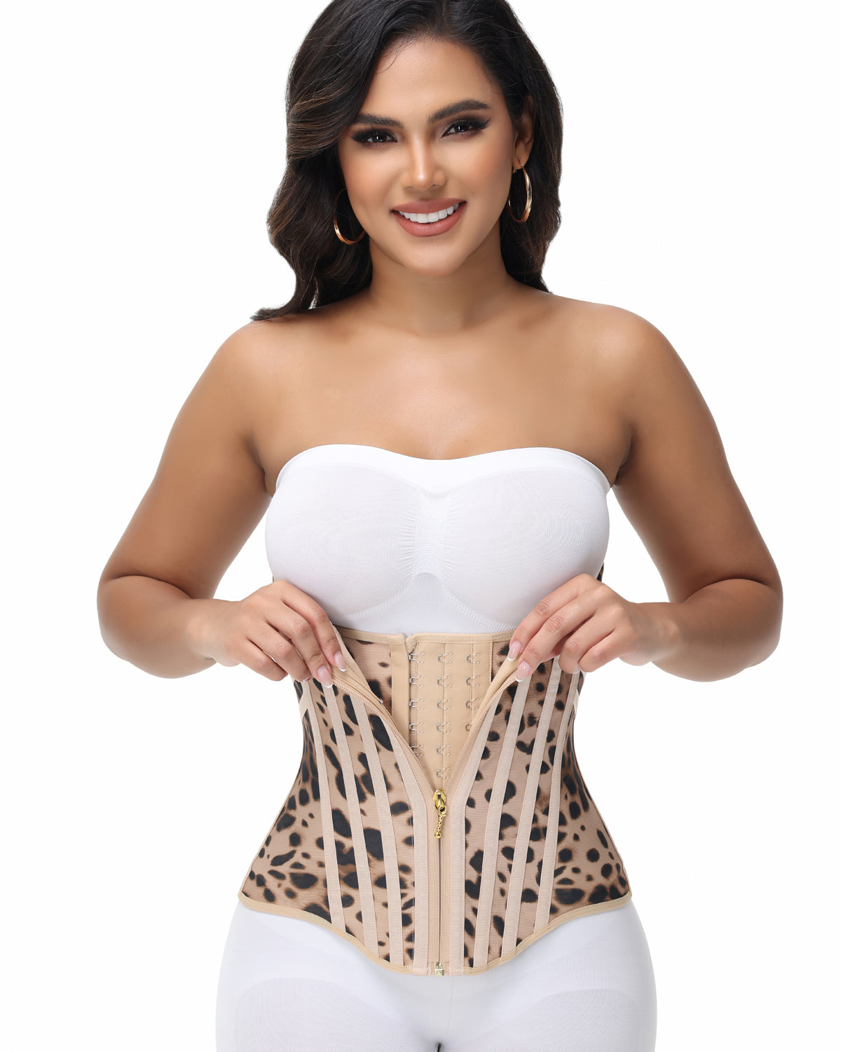 Shapshe® Fajas Colombianas 3 Row Hook and Eye Front Zipper Waist Trainer
