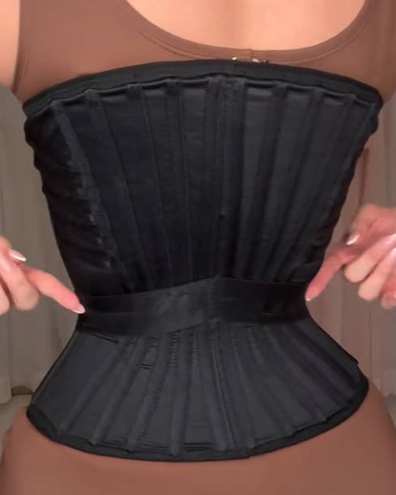Fajas Colombianas Boned Corset Waist Trainer With Elastic Band  - By Qivii