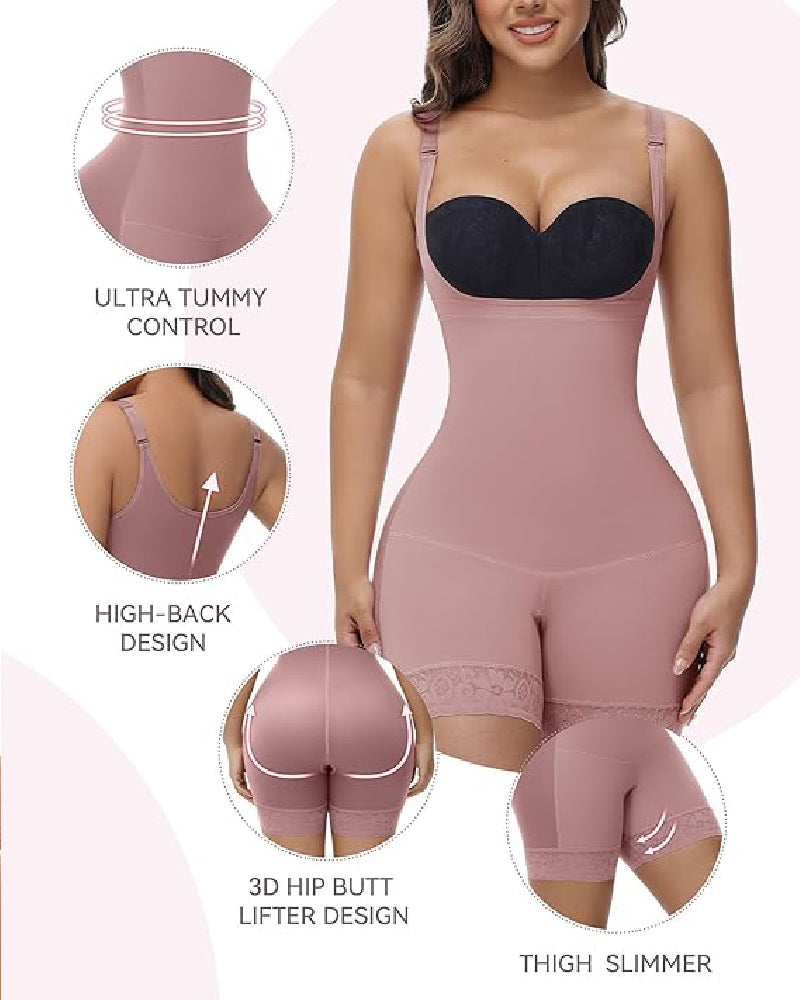 Shapshe® Tummy Control Open Bust Butt Lifter Bodysuits Shapewear  - By Qivii