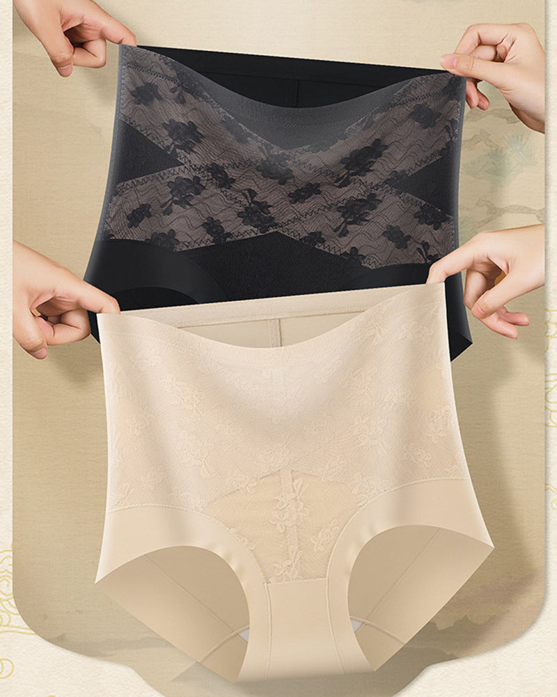High Waist Floral Lace Tummy Control Shaping Panties  - By Qivii