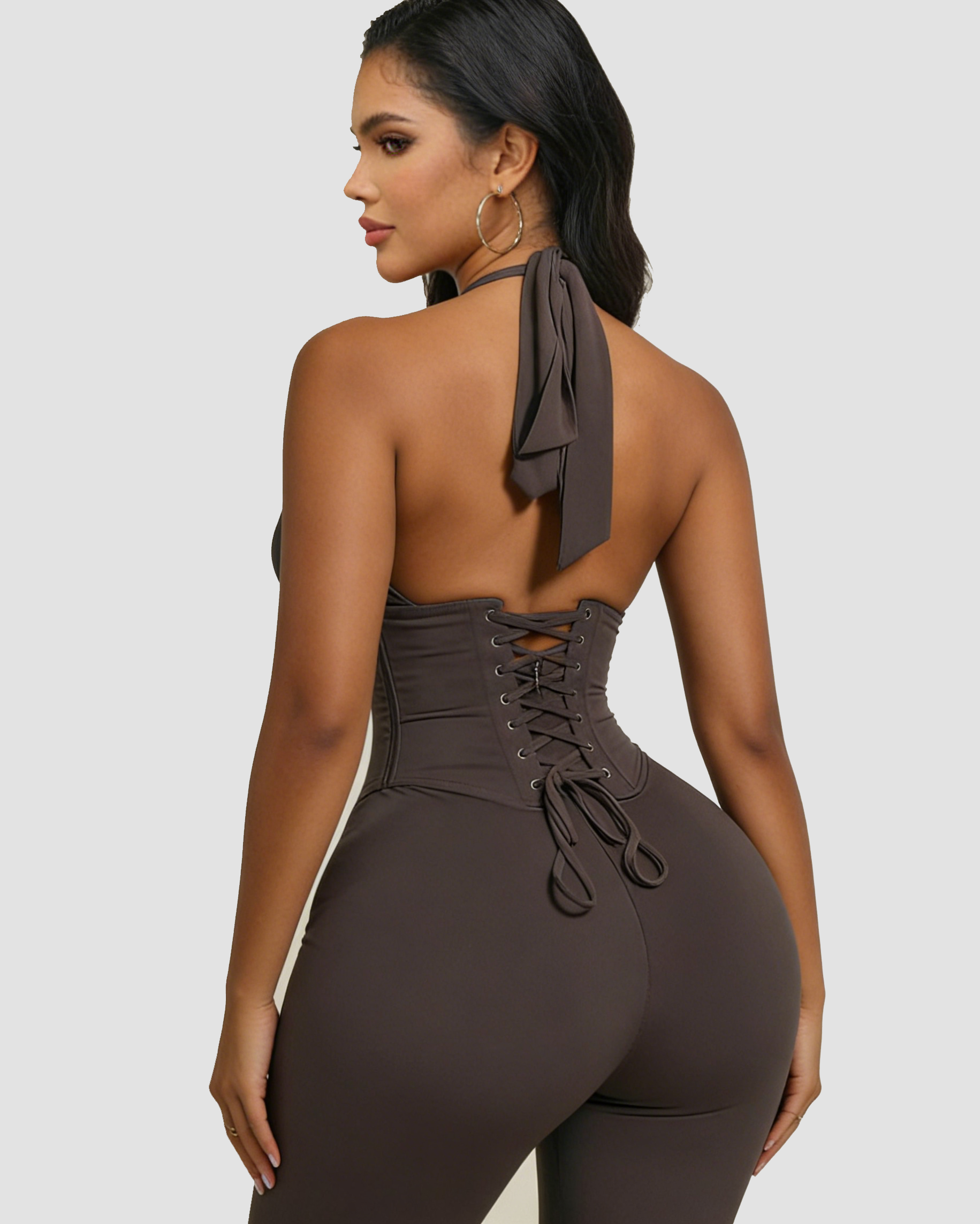Hourglass Figure The Corset Body Shaper Waist Cincher Capri Jumpsuit Two-Piece Set  - By Qivii