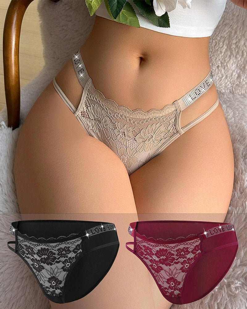 Women's Sexy Low Waist Cut Out Lace Comfort Panties  - By Qivii