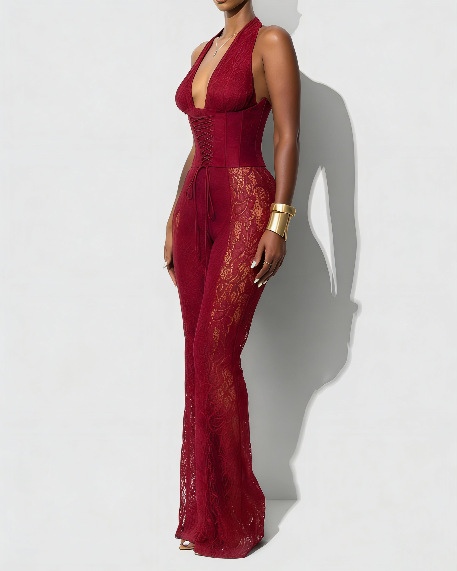 Sexy Lace Corset Jumpsuit  - By Qivii