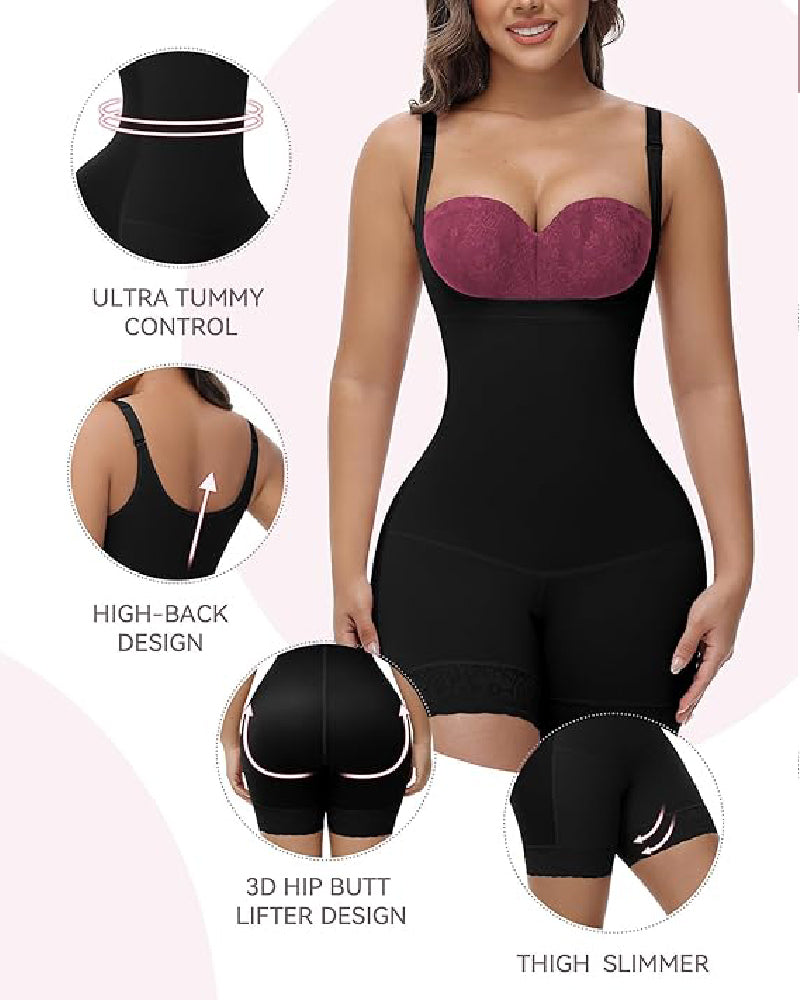 Shapshe® Tummy Control Open Bust Butt Lifter Bodysuits Shapewear  - By Qivii