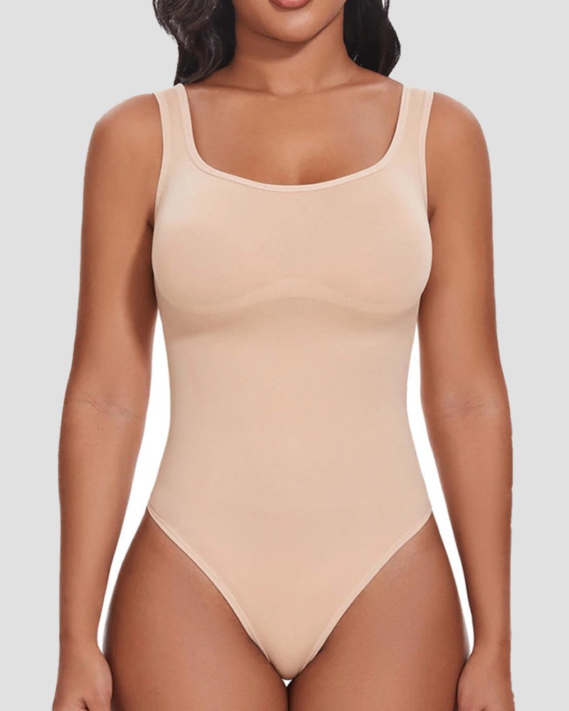 Sexy U-Back Tummy Control Shapewear Thong Bodysuit  - By Qivii