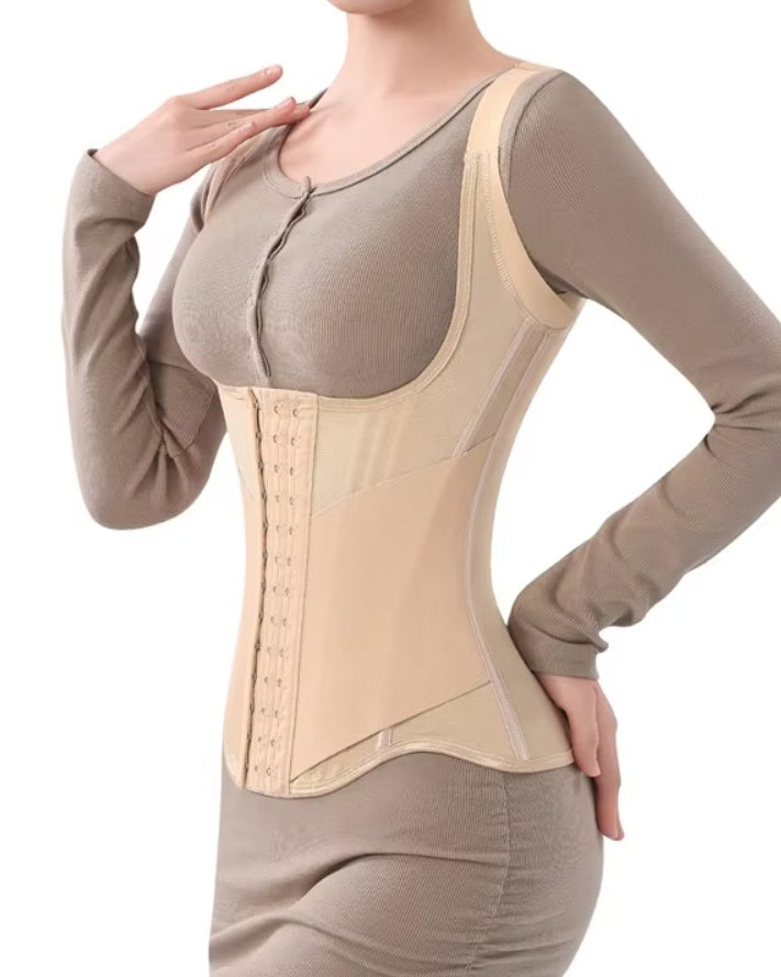 Fajas Colombianas Double Layer Tummy Control Steel Boned Waist Trainer Vest