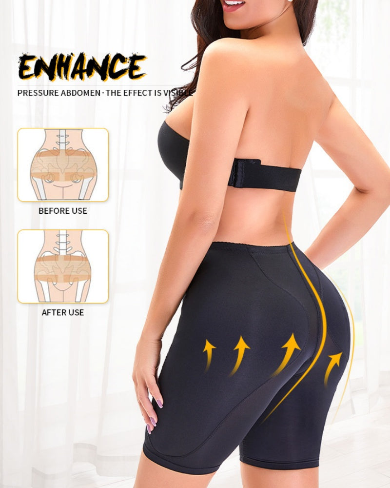 Mesh High Waisted Hip Lifting Shaping Shorts With Sponge Pad  - By Qivii