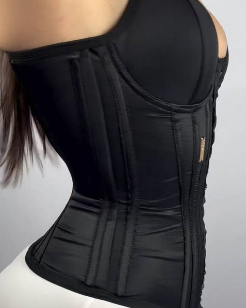 Fajas Colombianas Lace Trimmed Underwire Corset Tummy Control Waist Trainer  - By Qivii