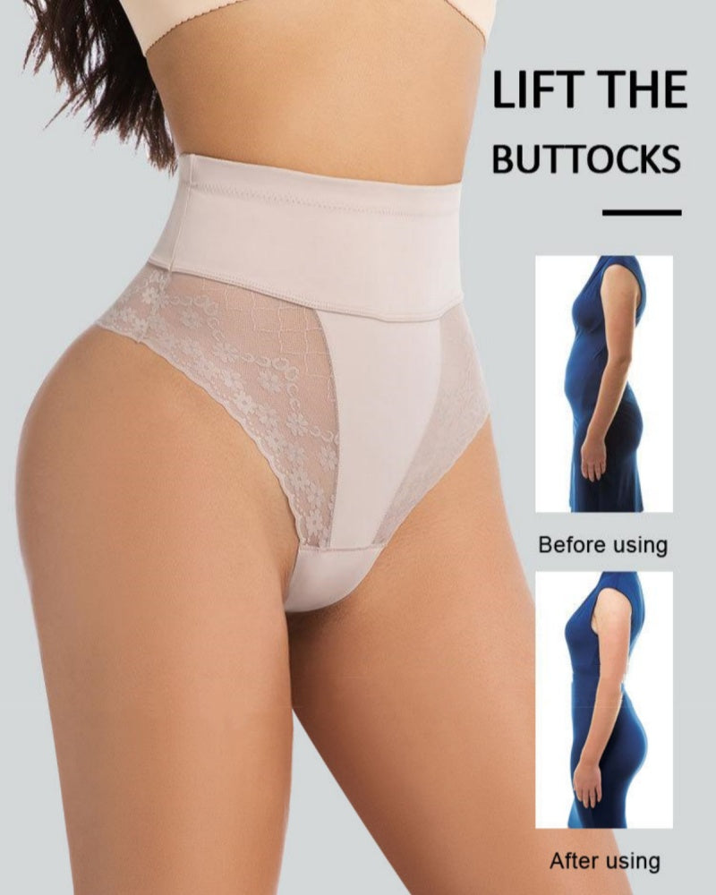High Waist Large Size Lace Seamless Tummy Control Panties  - By Qivii