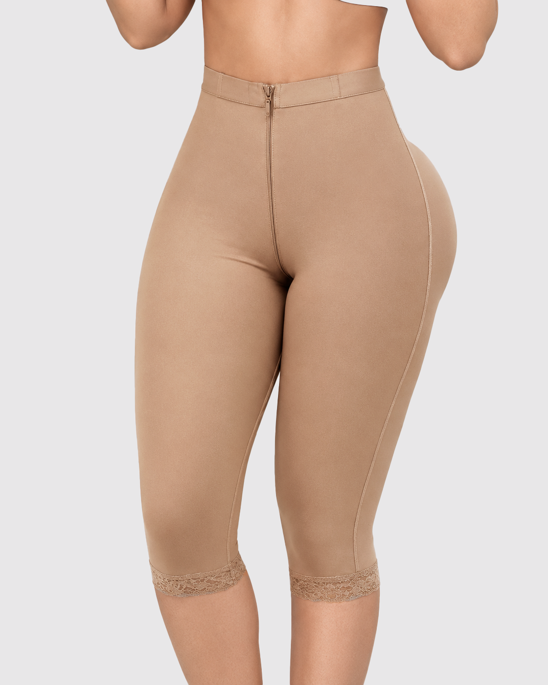 High Waist Zip Tummy Control Butt Lifting Shapewear Capri Pants
