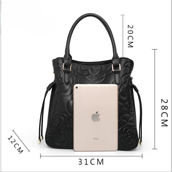 Women's Heritage Grain Tote - Full-Grain Leather Statement Carry with Hand-Pressed Motifs & Timeless Silhouette