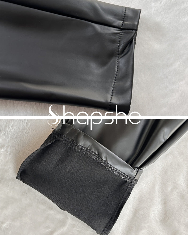 Shapshe® Sexy Curvy Solid Color Tight Leather Pants  - By Qivii