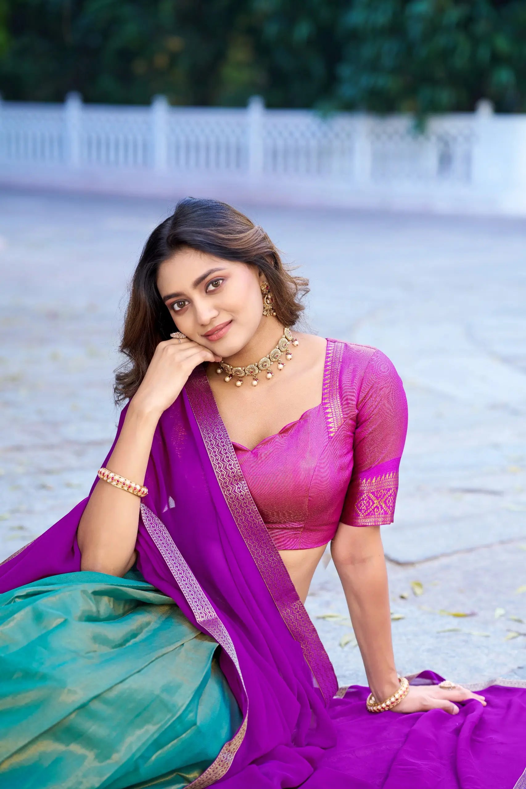 Sea Green Kanchipuram Lehenga Choli