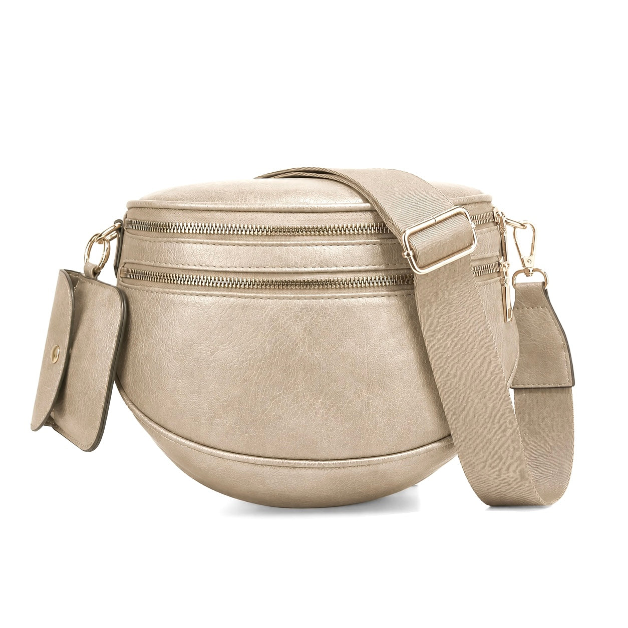 Ounamei Vegan Leather Crossbody Bum Bag for Women with Mini Pouch | Small & Large Sizes
