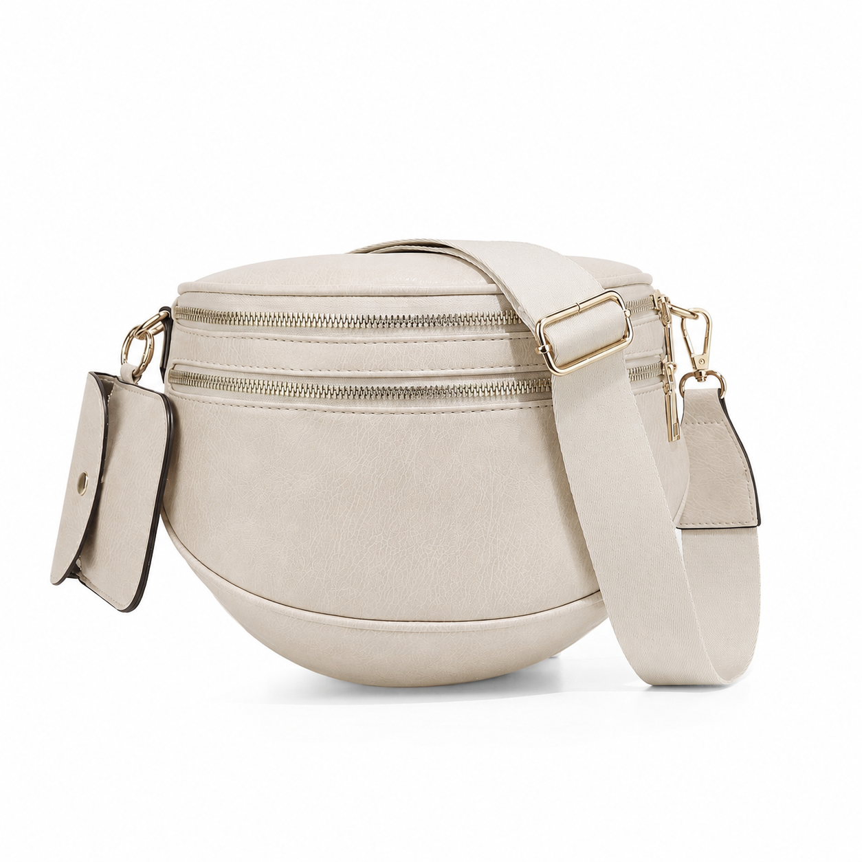 Ounamei Vegan Leather Crossbody Bum Bag for Women with Mini Pouch | Small & Large Sizes