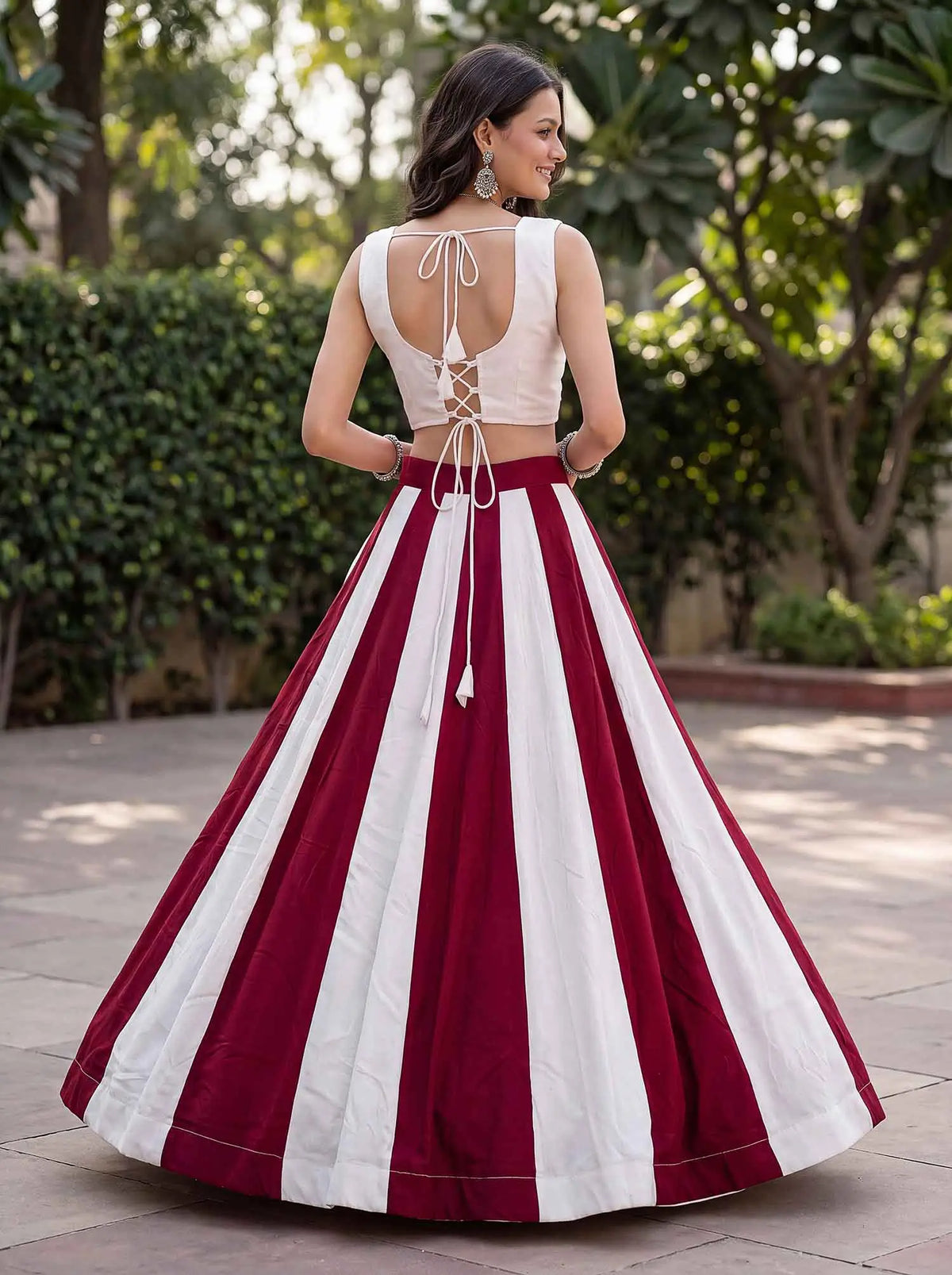 6 Meter Flair | Maroon Navratri Lehenga Choli With Kali & Mirror Work