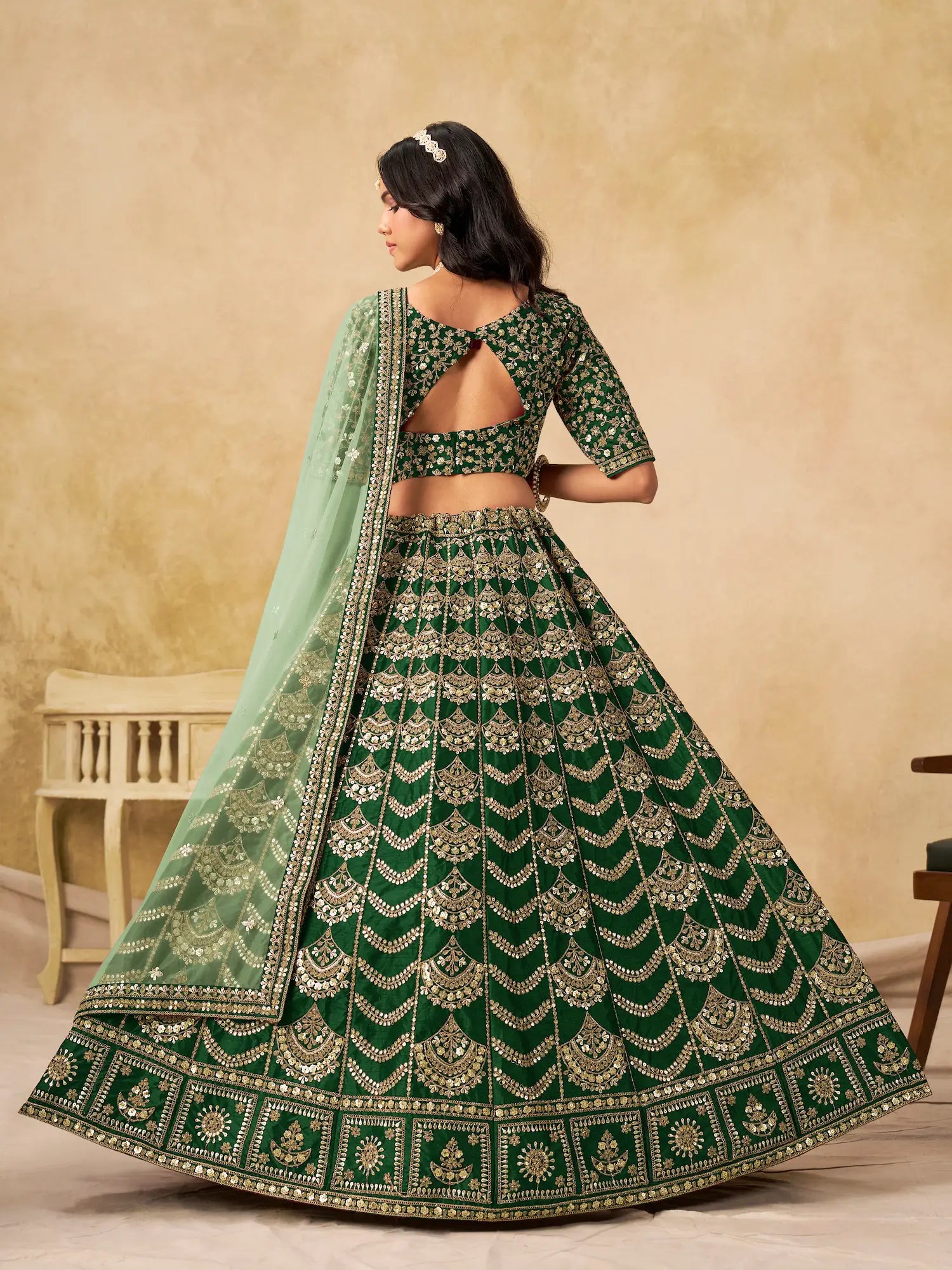 Timber green Art Silk Embroidery Lehenga Choli - qivii