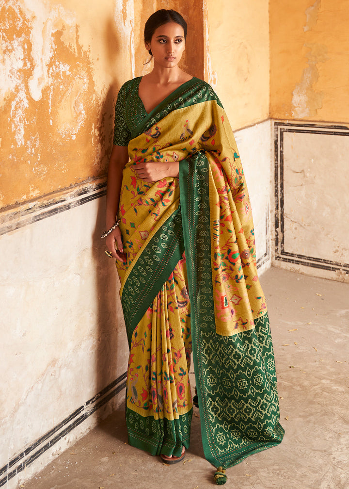 Mikado Yellow Patola Print Tussar Silk Saree: Top Pick